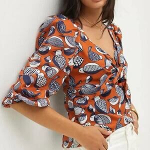 Anthropologie Tropical Sweetheart Bird Blouse